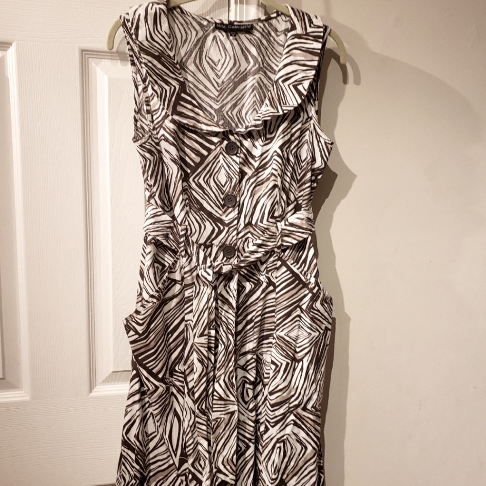 Millie Mabrielle Button Down Sleeveles Belted Dress